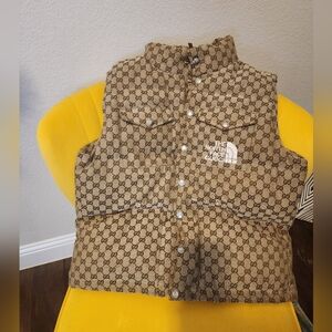 GUCCI X The North Face Monogram GG Puffer Tan Vest